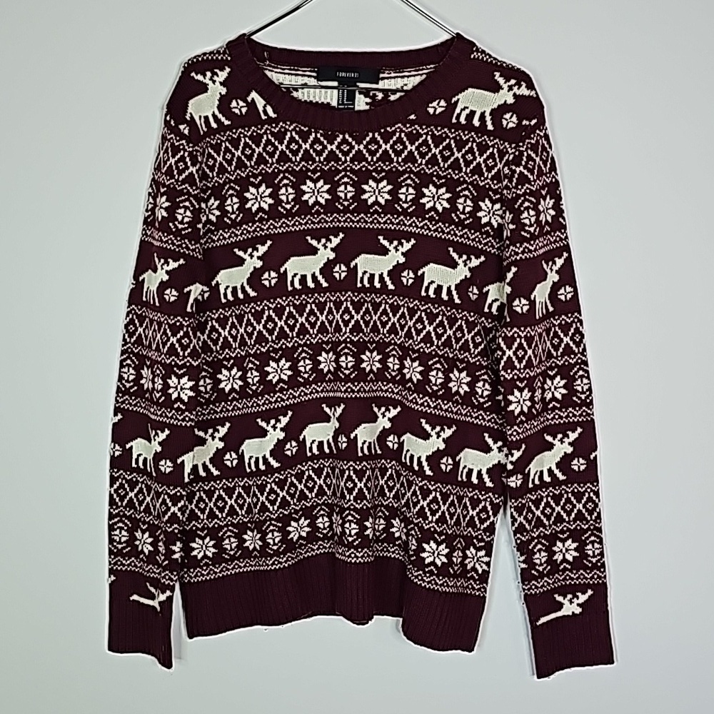 Forever 21 maroon and white medium Christmas themed sweater